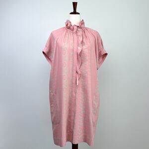 Finley Pink Jacquard Frankie Ruffle Button-Up Shift Dress